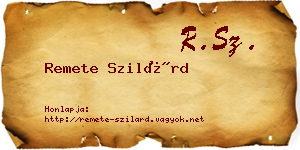 Remete Szilárd névjegykártya