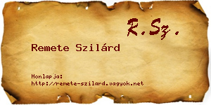 Remete Szilárd névjegykártya